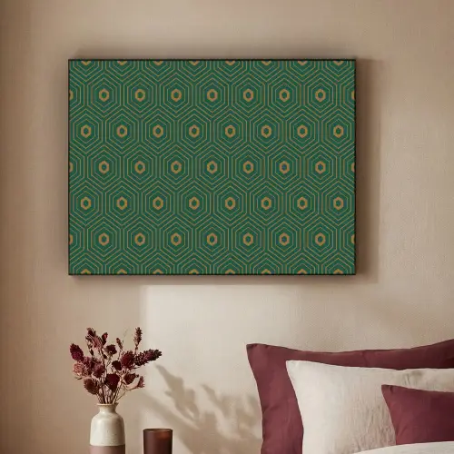 Donkergroen - Modern - Patroon - Goud Textielframe zwart klein 947 -sfeer1