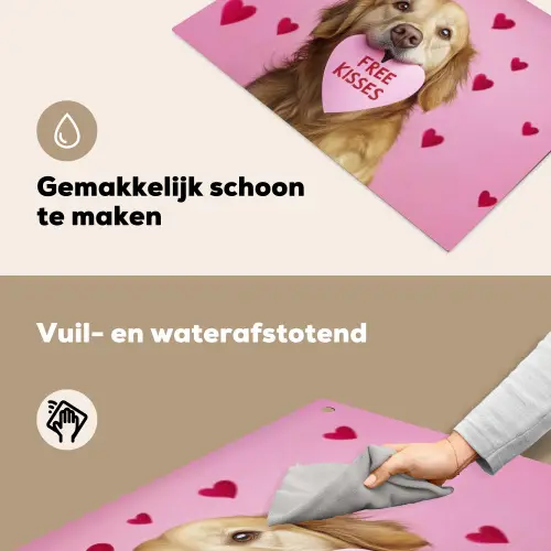 Hond - Kiss- Valentijn - Hartjes Inductie beschemer met haakjes klein -ky-schoon-nl