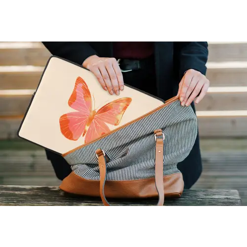 Vlinder - Minimalistisch - Roze laptophoes neopreen klein -tas