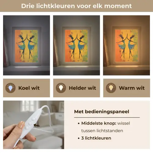 Dansen - Vrouwen - Verfstructuur Light Box met kabel (Tafellamp) klein -USP_lichtkleurNL
