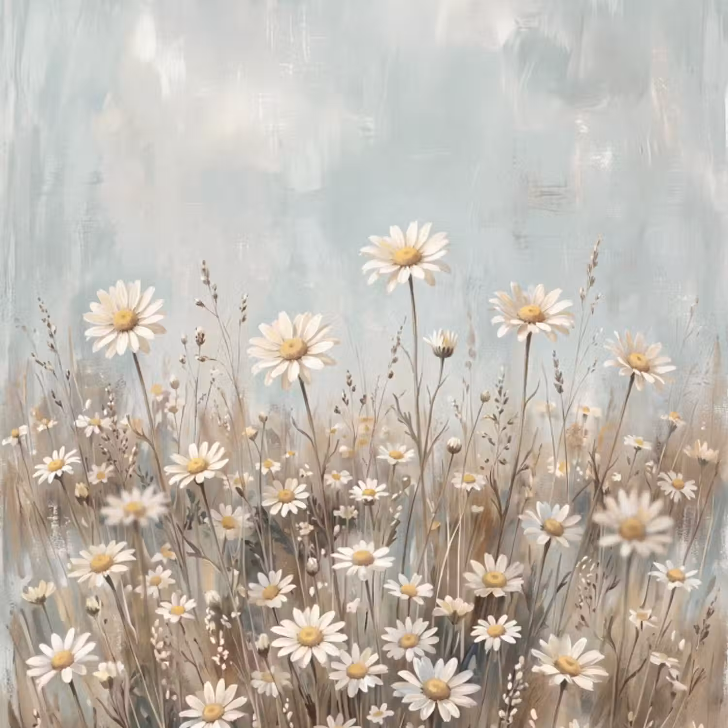 Tapete - Gänseblümchen - Illustration - Weiß