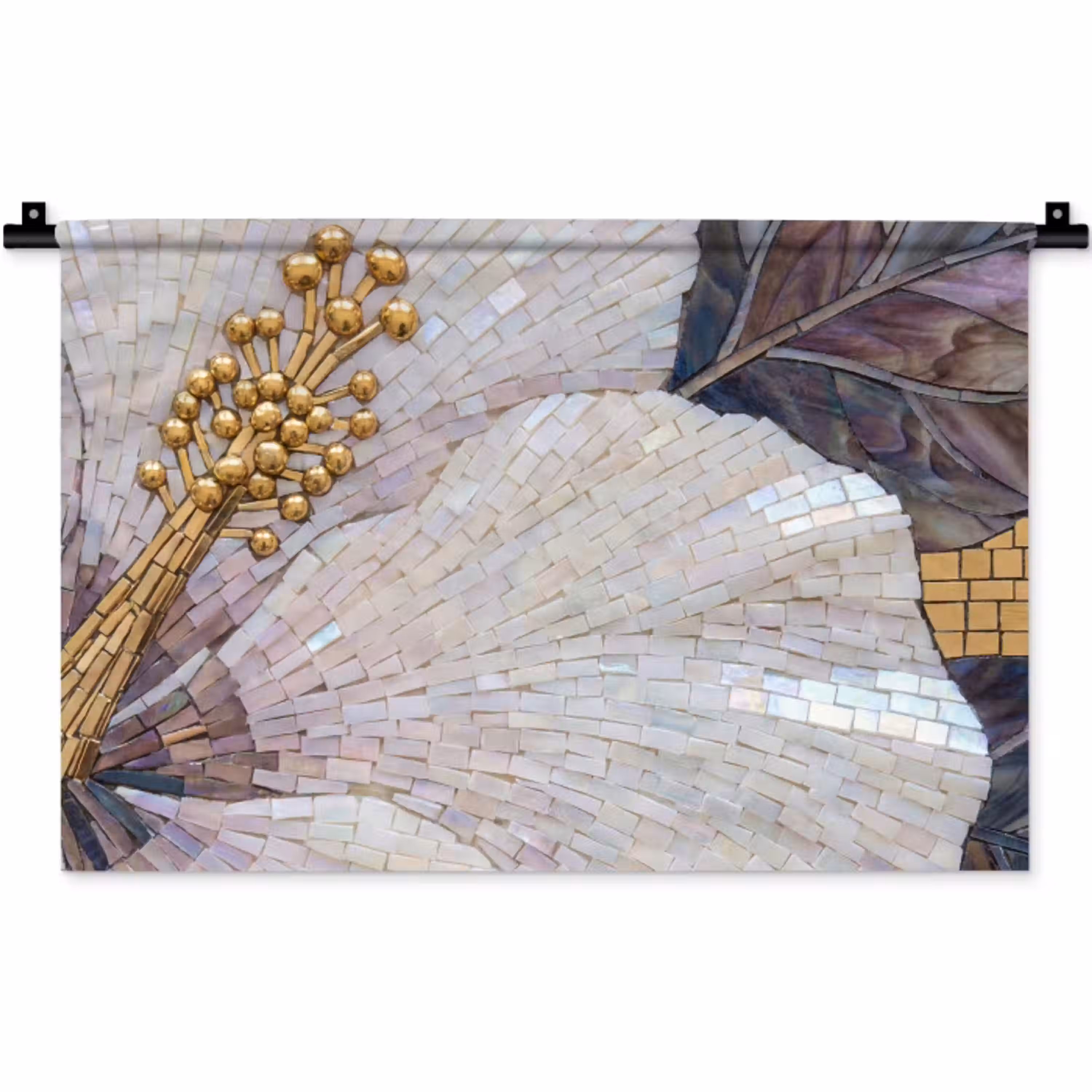 Bloemen - Mozaïek - Kunst - Modern - Goud Wandkleed katoen klein -zz3d