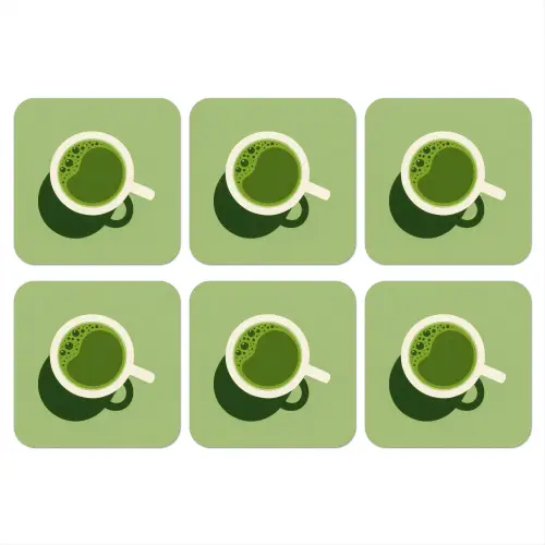 Minimalistisch - Kopjes - Matcha -Groen onderzetter kurk middel -3d