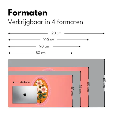 Illustratie - Bloemen - Rand - Roze Muismat XXL klein -sfeer5