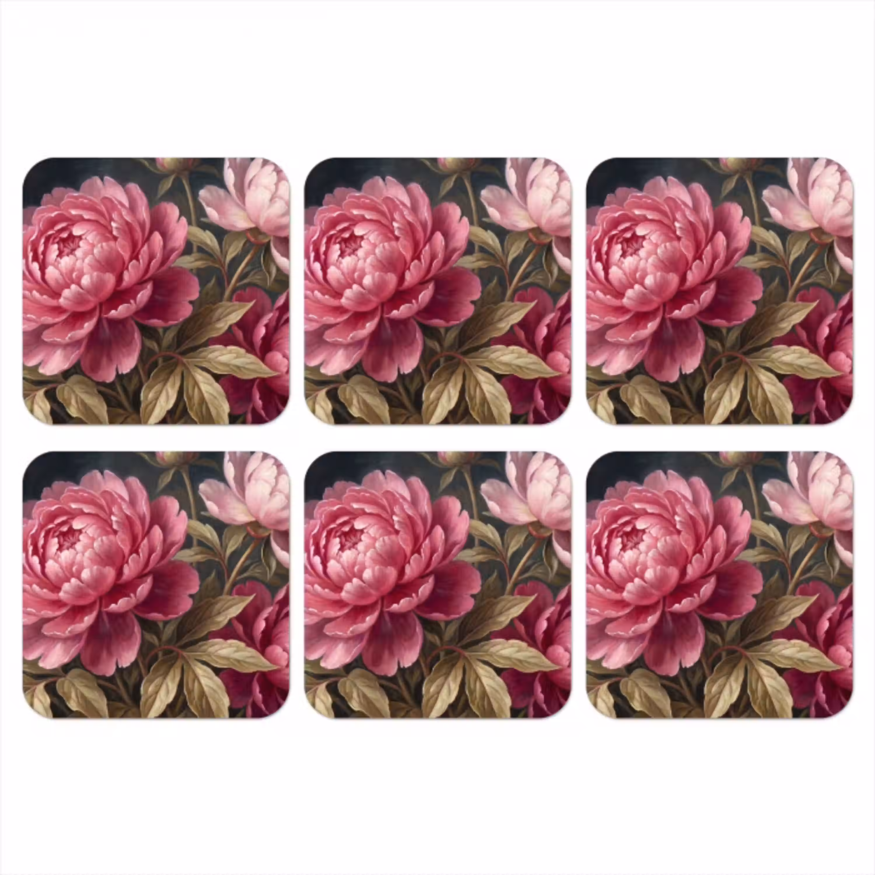 Bloemen - Roze - Klassiek - Natuur onderzetter kurk middel -3d