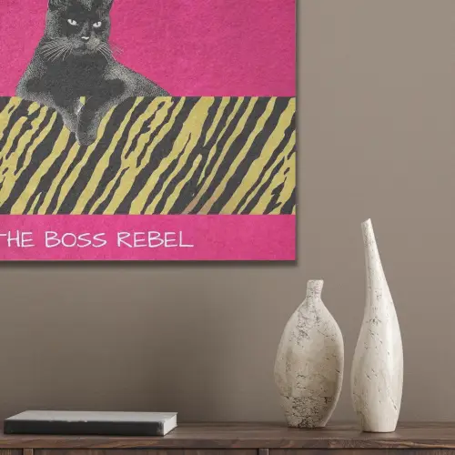 Kat - Baas - Roze - Tijgerprint PET vilt klein -sfeer6_closeup