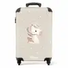 Eenhoorn omringd door stippen in beige kleuren NBS - Handbagage koffer - Volwassenen Unisex middel -productfoto_recht