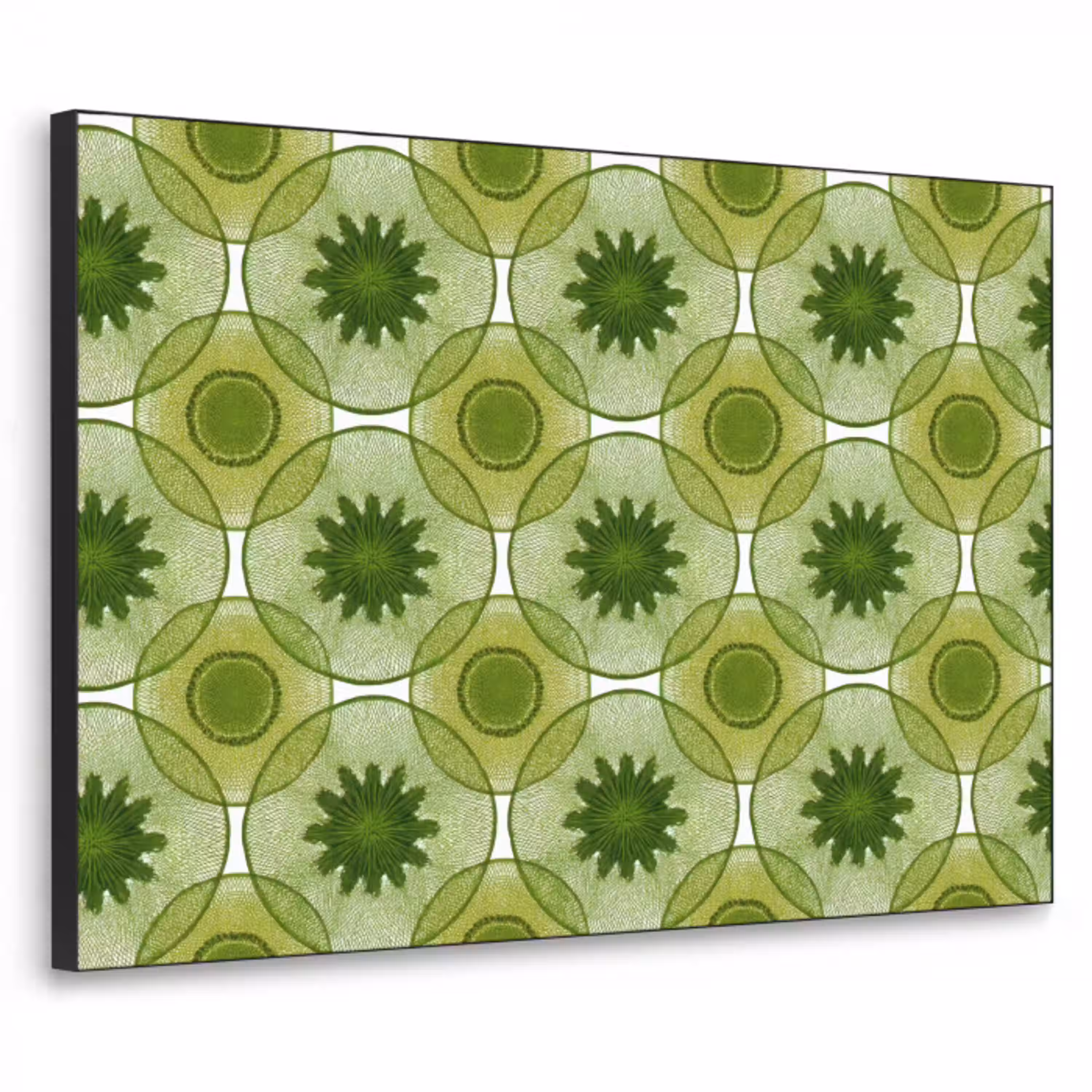 Cirkels - Patroon - Groen Textielframe zwart klein 947 -3d