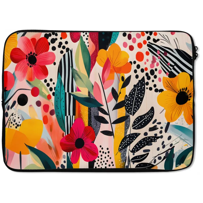 Bloemen - Bladeren - Abstract - Kleurrijk laptophoes neopreen klein -zkaufland3dotto