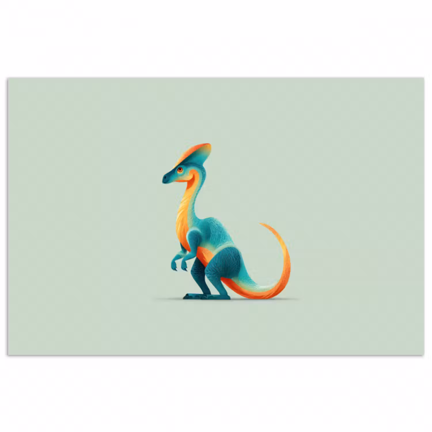 Poster - Schwanz - Dino - Minimalistisch - Blau