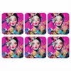 Vrouw - Portret - Abstract - Paars onderzetter kurk middel -3d