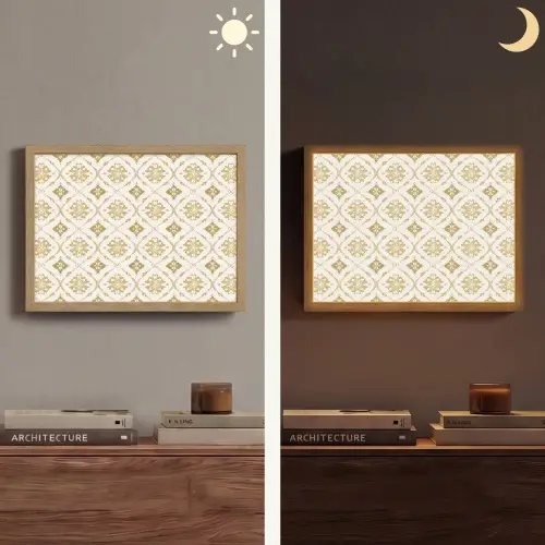 Ornament - Klassiek - Goud Light Box met batterij (Wandlamp) middel 907 -sfeer3