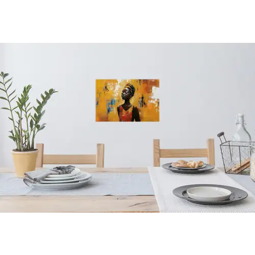 Vrouw - Ogen - Penseelstreken - Geel Muursticker klein -eettafel