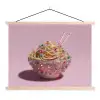 Noodles - Edelstenen - Stokjes - Roze textielposter latten blank klein -3d