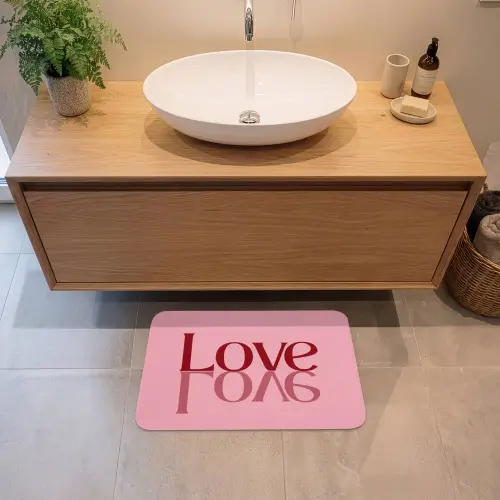 Love - Roze - Spiegeling Badmat klein -sfeer1
