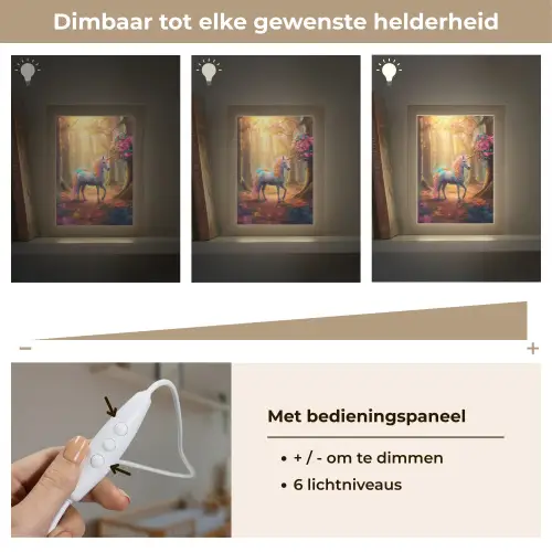 Eenhoorn - Bos - Kleurrijk - Bloemen - Meiden Light Box met kabel klein -USP_dimbaarNL