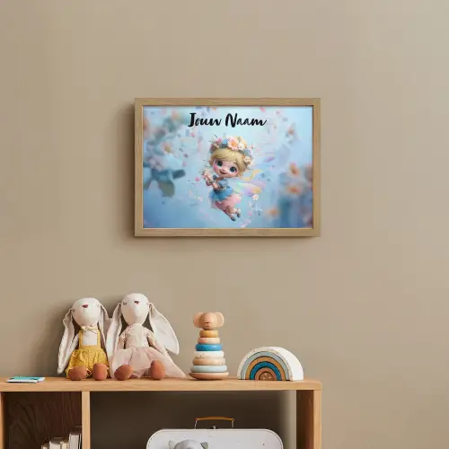 Fee - Bloemen - Sprookje - Blauw Light Box met batterij (Wandlamp kind) middel -sfeer2_kind