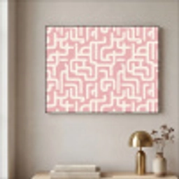 Doolhofpatroon - Roze - Wit - Abstract Textielframe zwart klein 947 -sfeer2