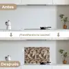 Waaiervorm - Beige - Vezel textuur keuken achterwand spatscherm klein 900 -voor_na_ES