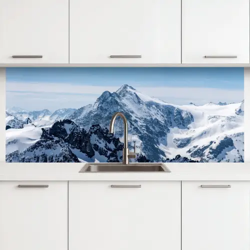 Landschap - Bergen - Sneeuw - Wit keuken achterwand 2 middel -3d
