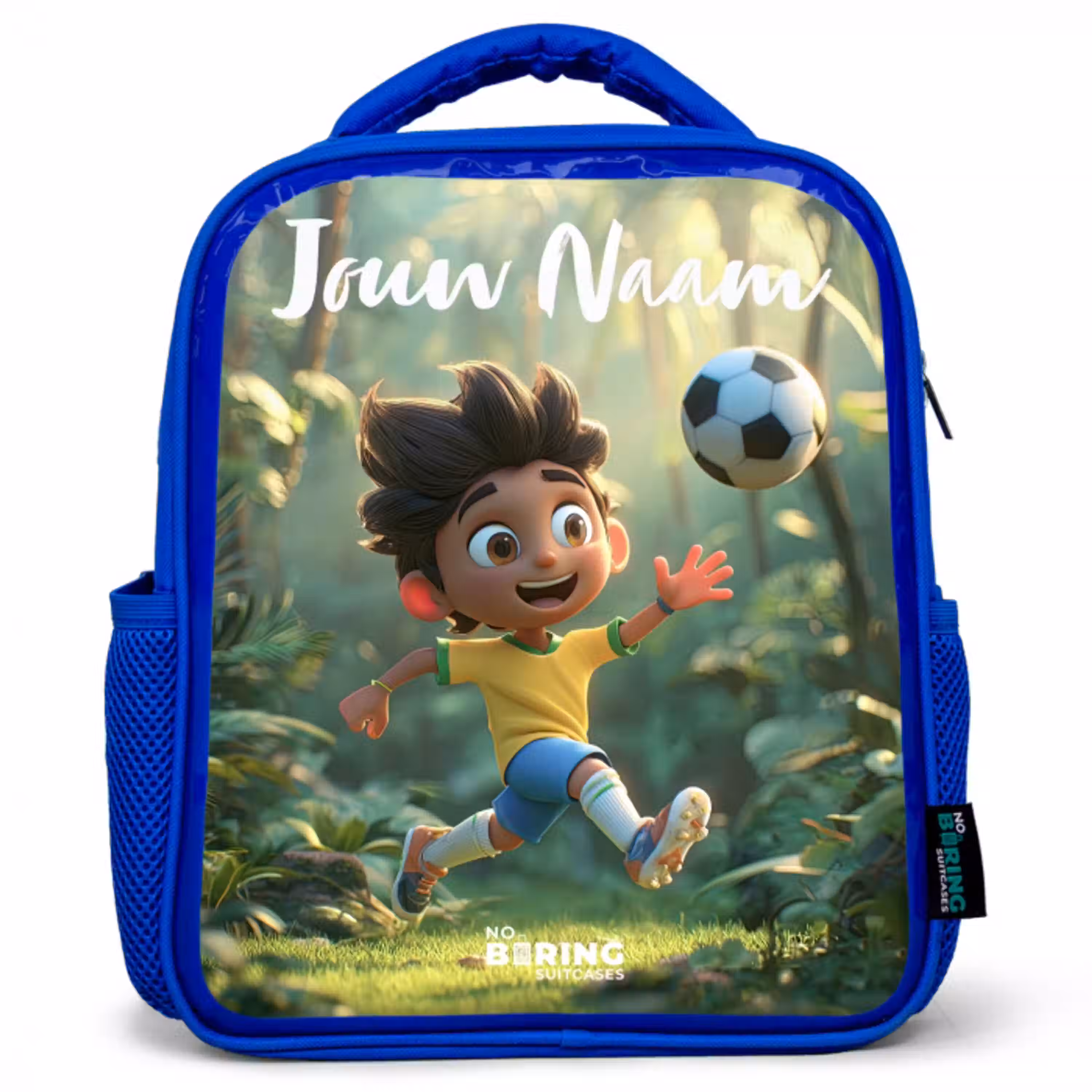Voetbal - Jongen - Bos Kinderrugzak - Blauw middel -3d