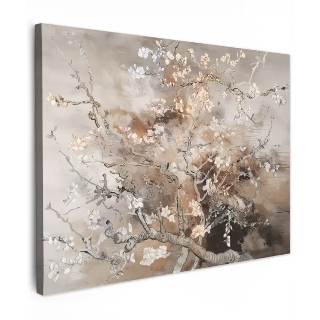 Canvas schilderij - Amandelbloesem - Kunst - Van Gogh - Beige - Abstract