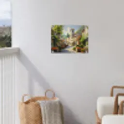 Dorp - Zon - Kraampjes - Huizen tuinposter los doek klein -sfeer8