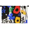 Bloemen - Bladeren - Abstract - Zwart Wandkleed katoen klein -zz3d