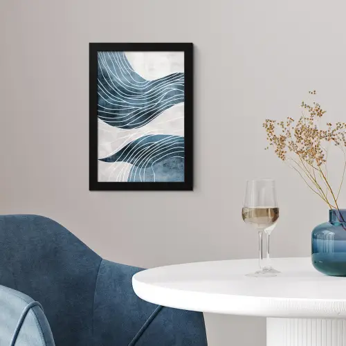 Lijnen - Golven - Abstract - Blauw fotolijst zwart zonder passe partout klein -sfeer4