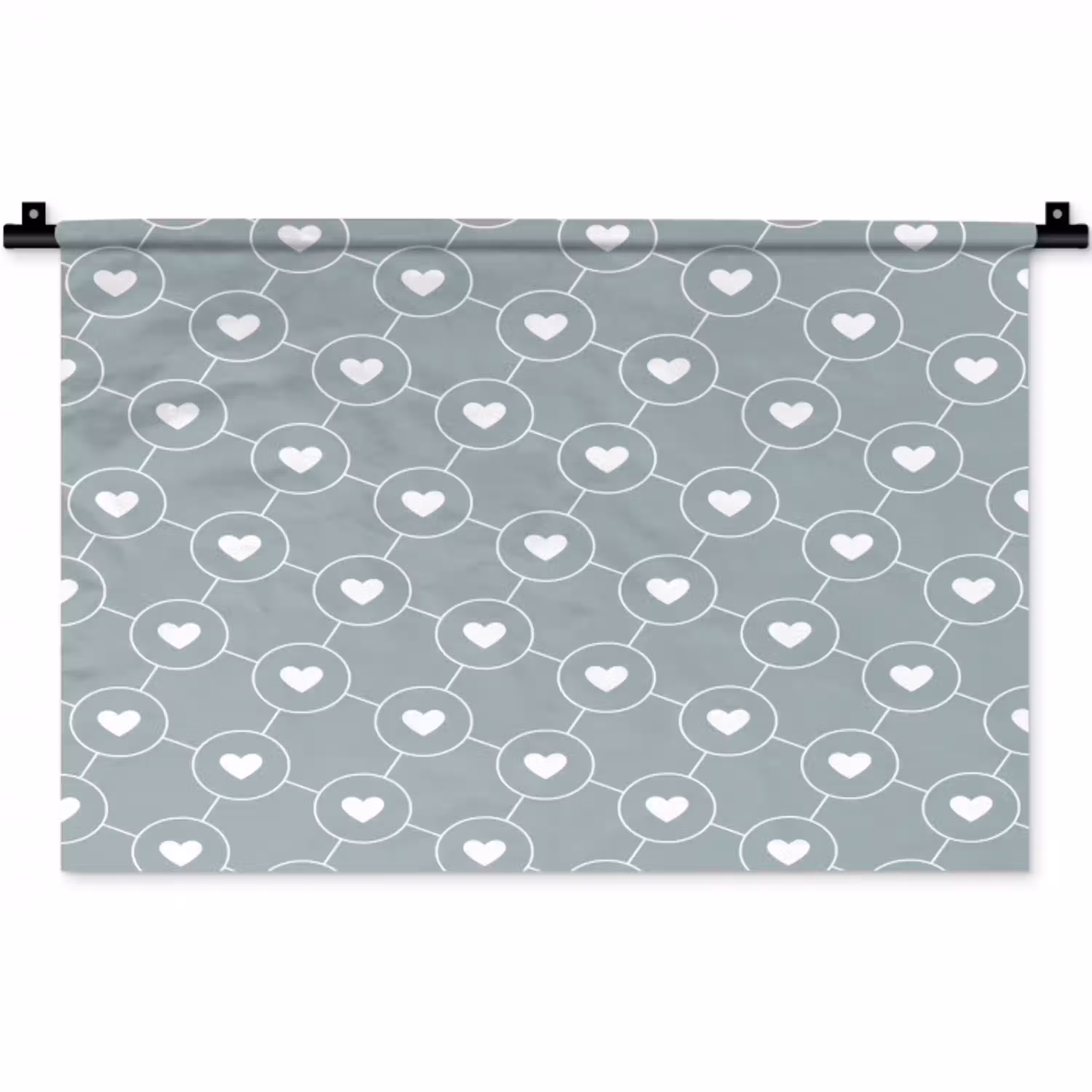 Hartjes - Wit - Rond - Patroon Wandkleed katoen klein 269 -zz3d