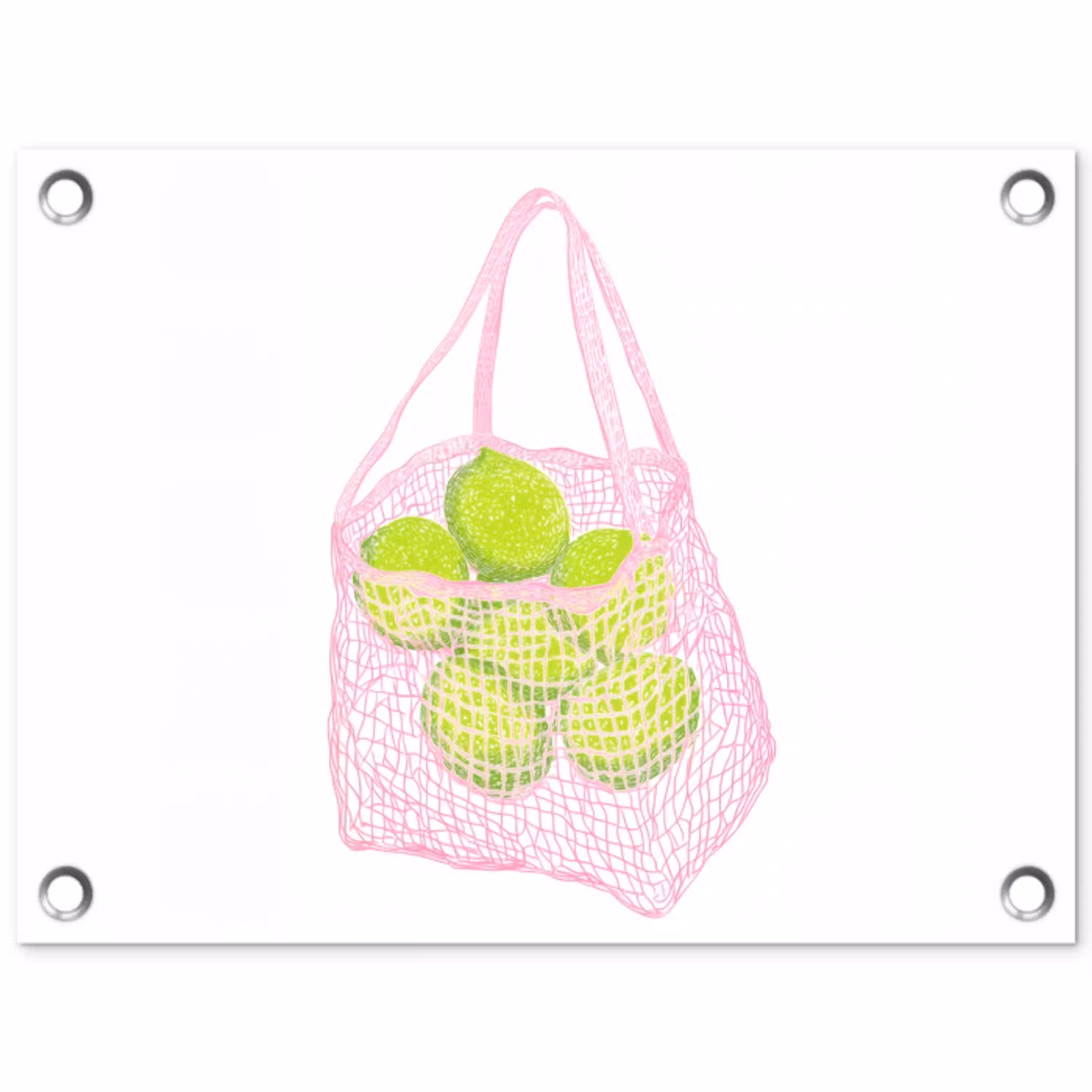 Netzakje - Roze - Illustratie - Limoenen tuinposter los doek klein -3d