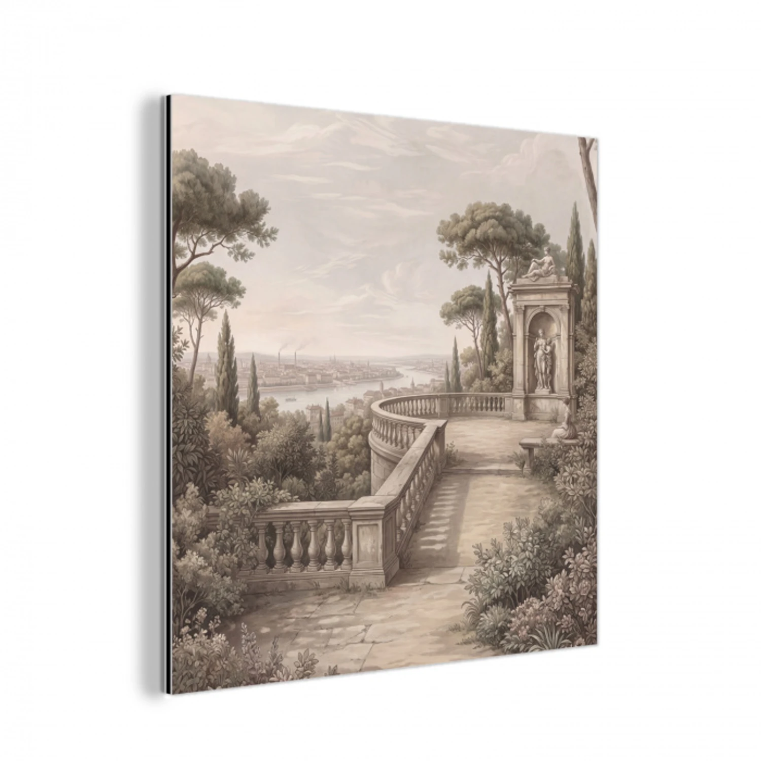 Terras - Stad - Uitzicht - Rivier aluminium wit klein -3d