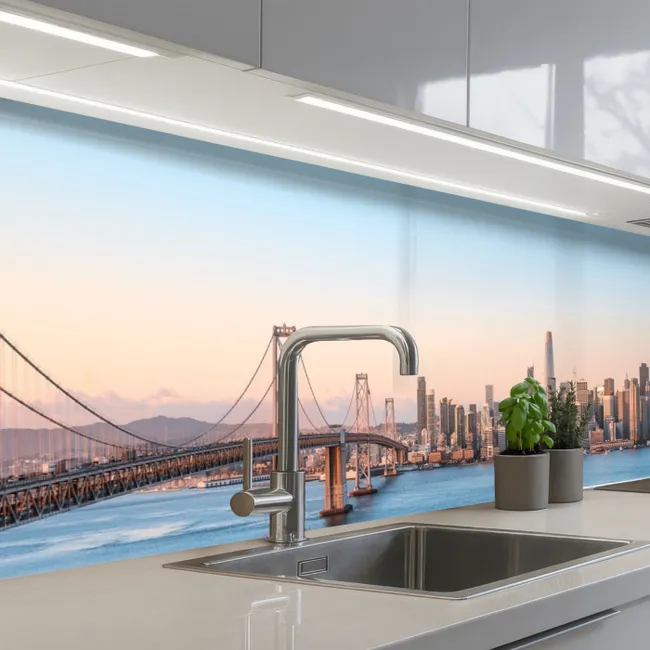 Crédence Cuisine - Eau - Pont - Skyline - Moderne