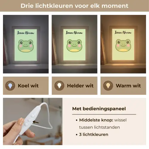 Kikker - Groen - Gezichtje Light Box met kabel (Kinderlampje) klein -USP_lichtkleurNL