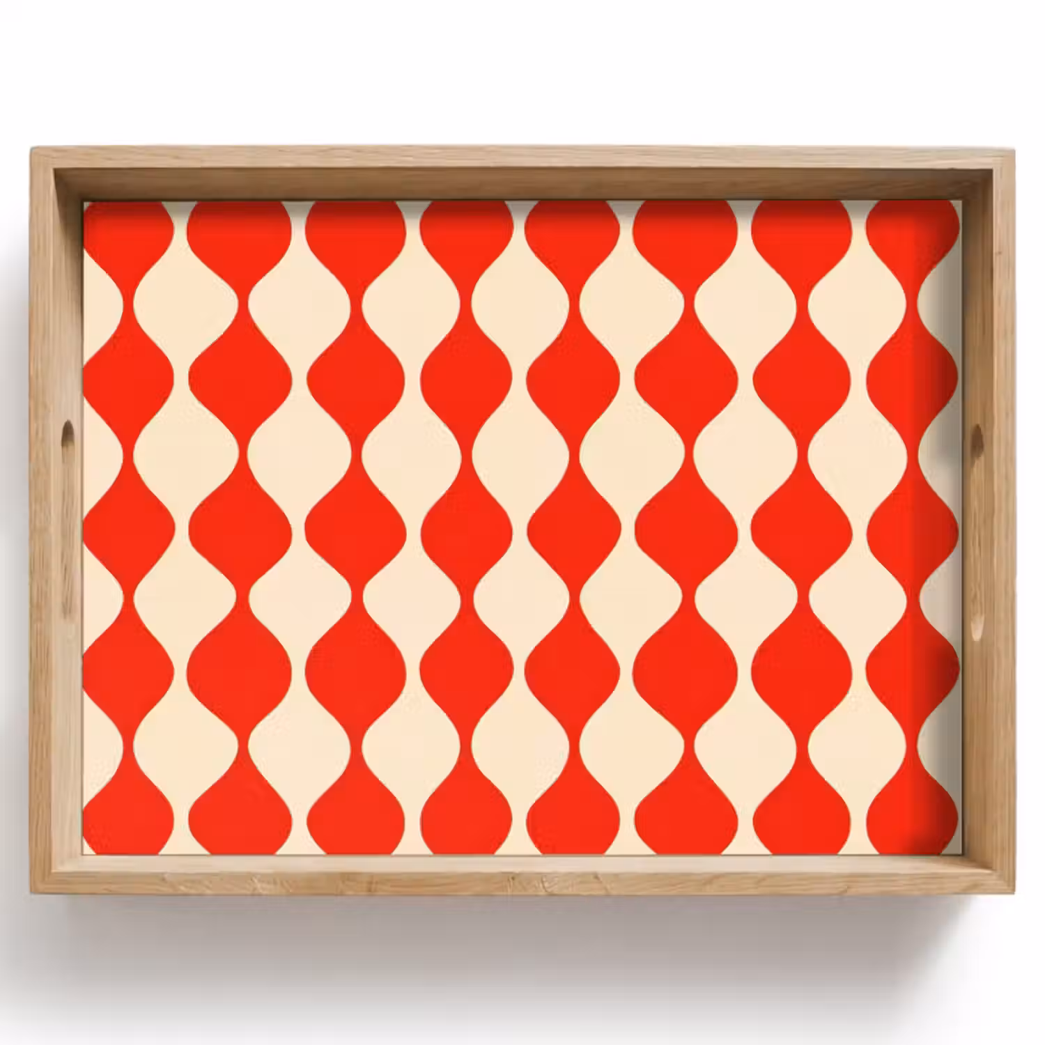 Tablett - Wellenförmiges Muster - Retro - Rot - Beige
