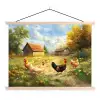 Kippen - Landelijke rust - Natuur textielposter latten blank klein -3d