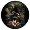 Vogel - Bloemen - Planten - Jungle - Zwart - Toekan Wandcirkel kunststof plaat 5mm dik klein -3d