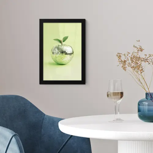 Groen - Disco - Decoratie - Appel fotolijst zwart zonder passe partout klein -sfeer4