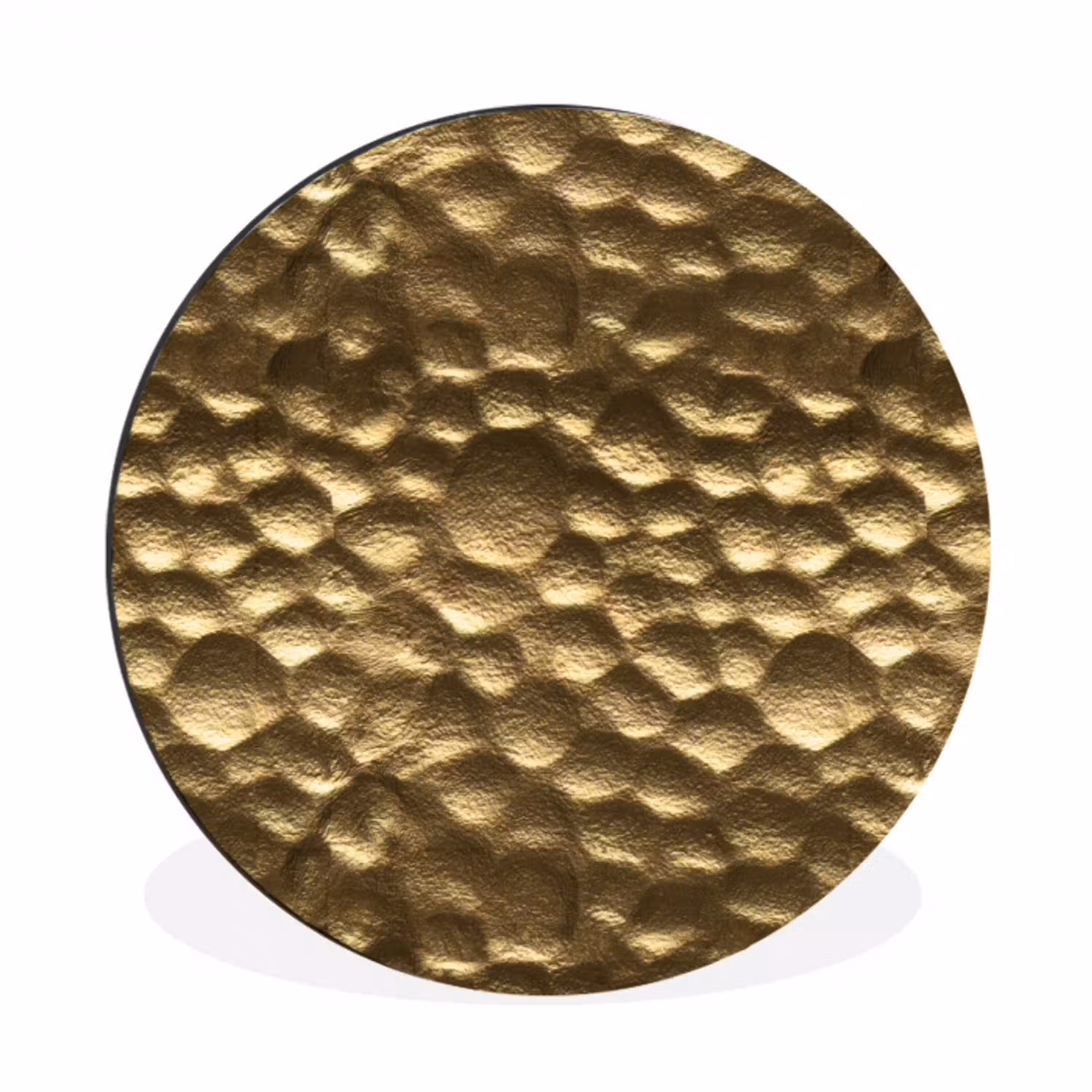 Gehamerd - Reliëf - Textuur - Bronsgoud Wandcirkel aluminium klein 190 -3d