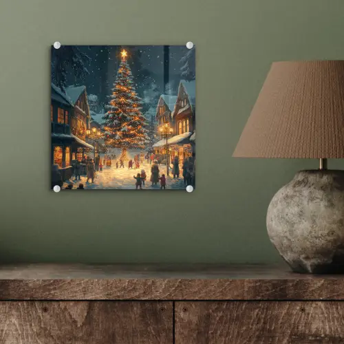 Kerstfeest - Dorp - Donker plexiglas 5mm klein -sfeer3