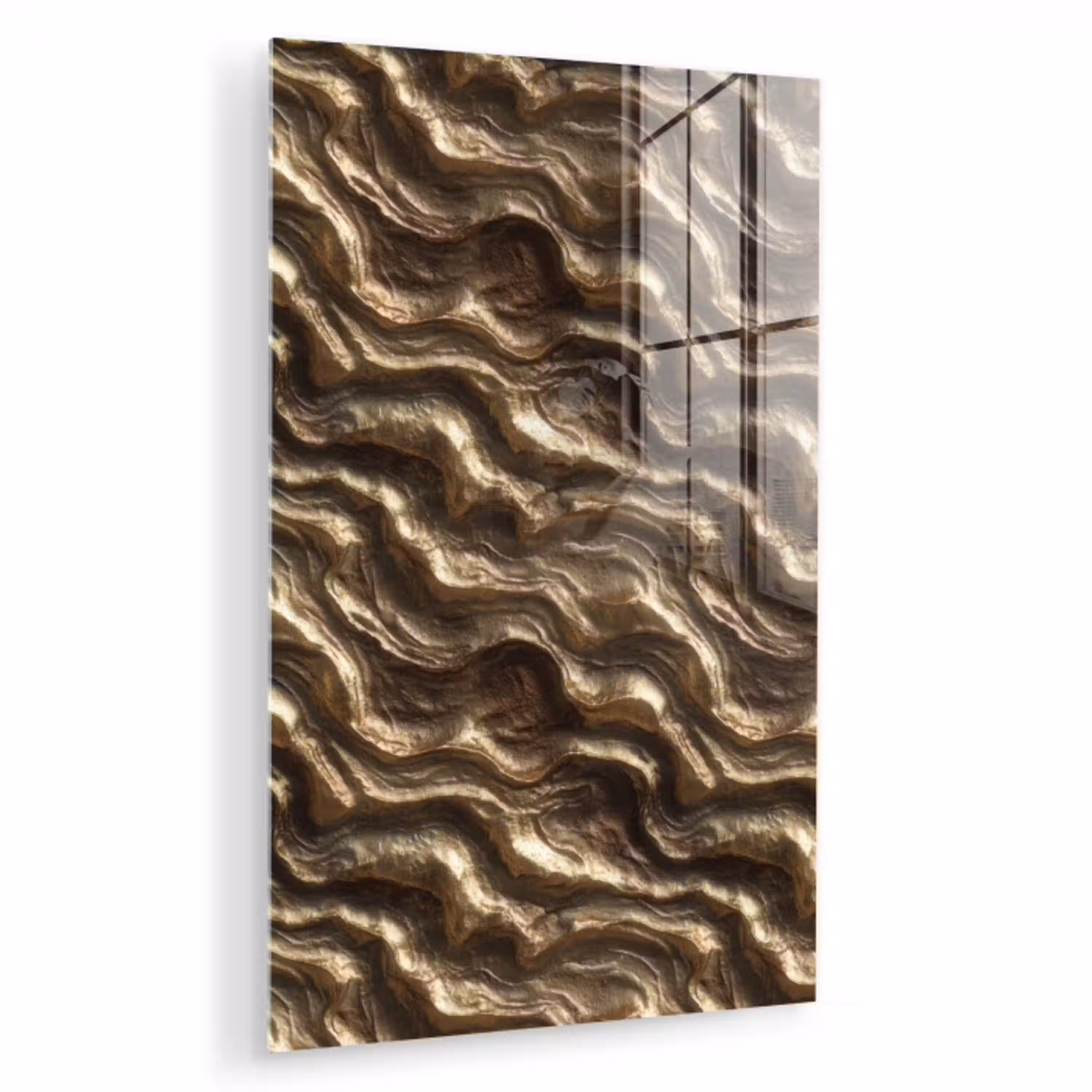 Reliëf - Golven - Abstract - Bronsgoud plexiglas 5mm klein 9 -zzzproduct_nieuw
