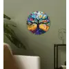 Kunst - Levensboom - Bloemen - Hippie Wandcirkel kunststof plaat 5mm dik klein -sfeer3