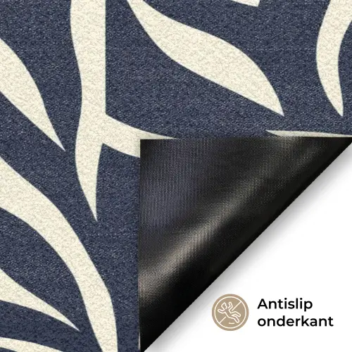 Bladvormen - Blauw - Patroon - Wit Deurmat klein 898 -antislip_NL