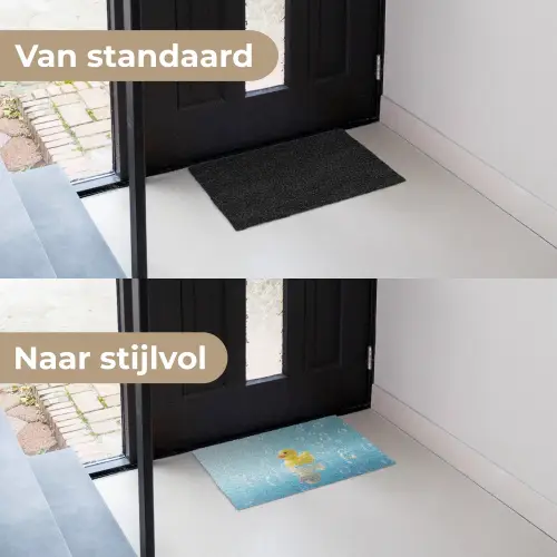 Bubbels - Badeend - Geel Deurmat klein -voor-na_NL