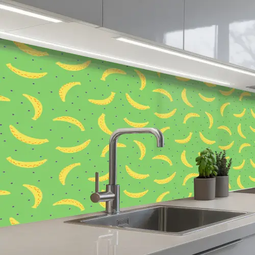 Groen - Geel - Bananen keuken achterwand 2 middel 871 -3d_schuin