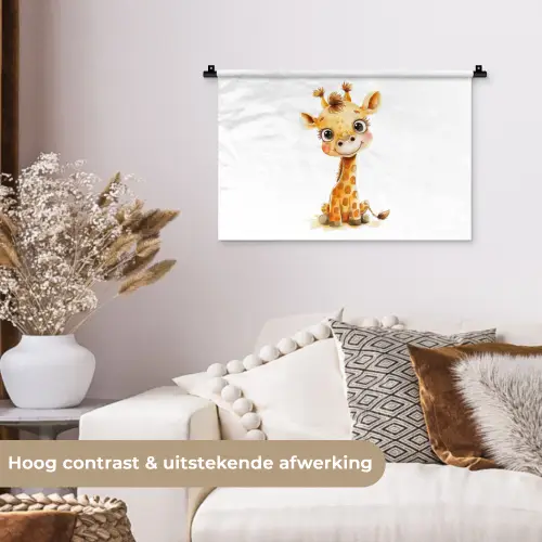Giraf - Baby dier - Wilde dieren Wandkleed katoen klein -sfeer1