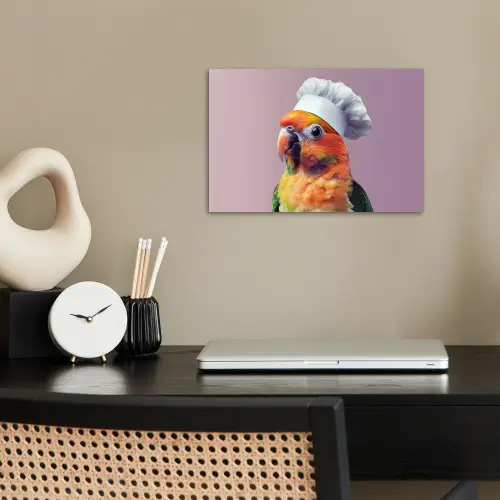 Papegaai - Koksmuts - Nieuwsgierig - Vogel poster papier klein -sfeer1