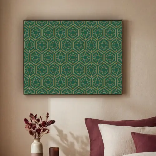 Geometrisch - Patroon - Groen Textielframe zwart klein 947 -sfeer1