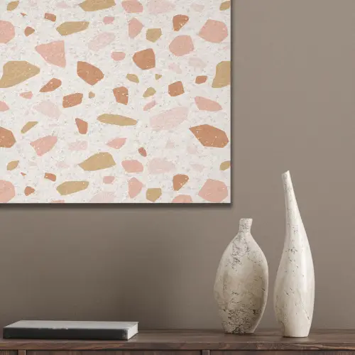 Terrazzo -  Patroon - Kleurrijk - Zalm PET vilt klein 837 -sfeer6_closeup