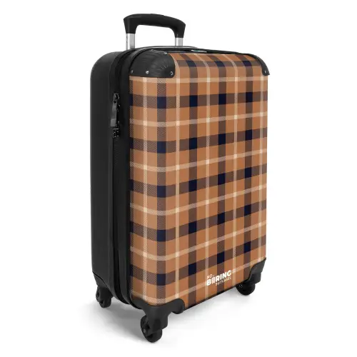 Klassiek dambordpatroon in camel en zwart NBS - Handbagage koffer - Kinderen Unisex middel -productfoto_3d